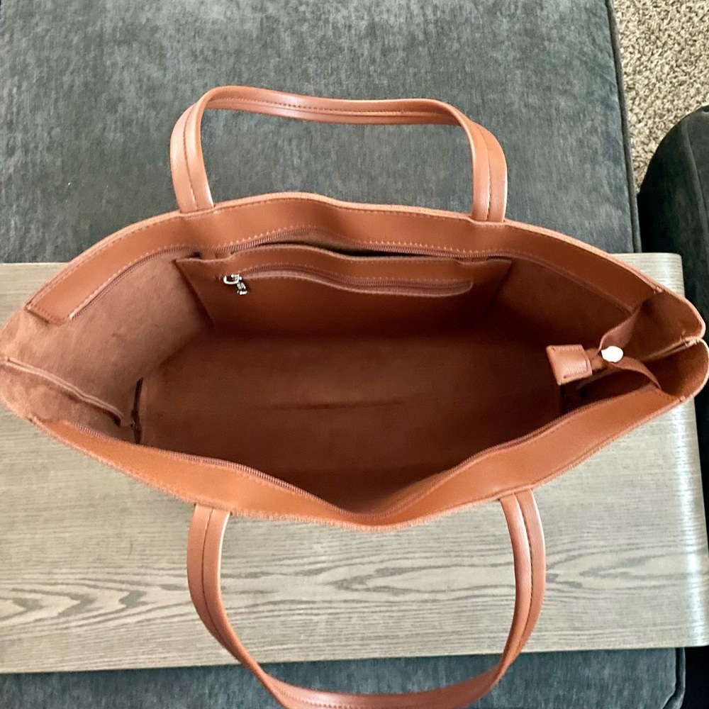 KALIDI Tote Bag Zipper Shoulder Bag Faux Leather